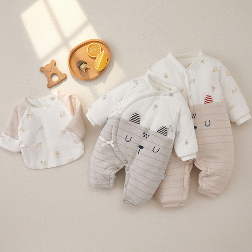 Baby jumpsuits for autumn and winter thickened quilted crawling clothes for men and women, baby clothes, baby clothes, baby clothes, newborn clothes
