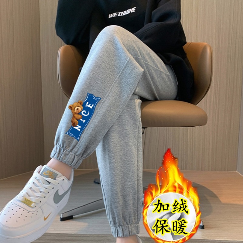 벨벳이 들어간 NICE 베어 레깅스 그레이 팬츠