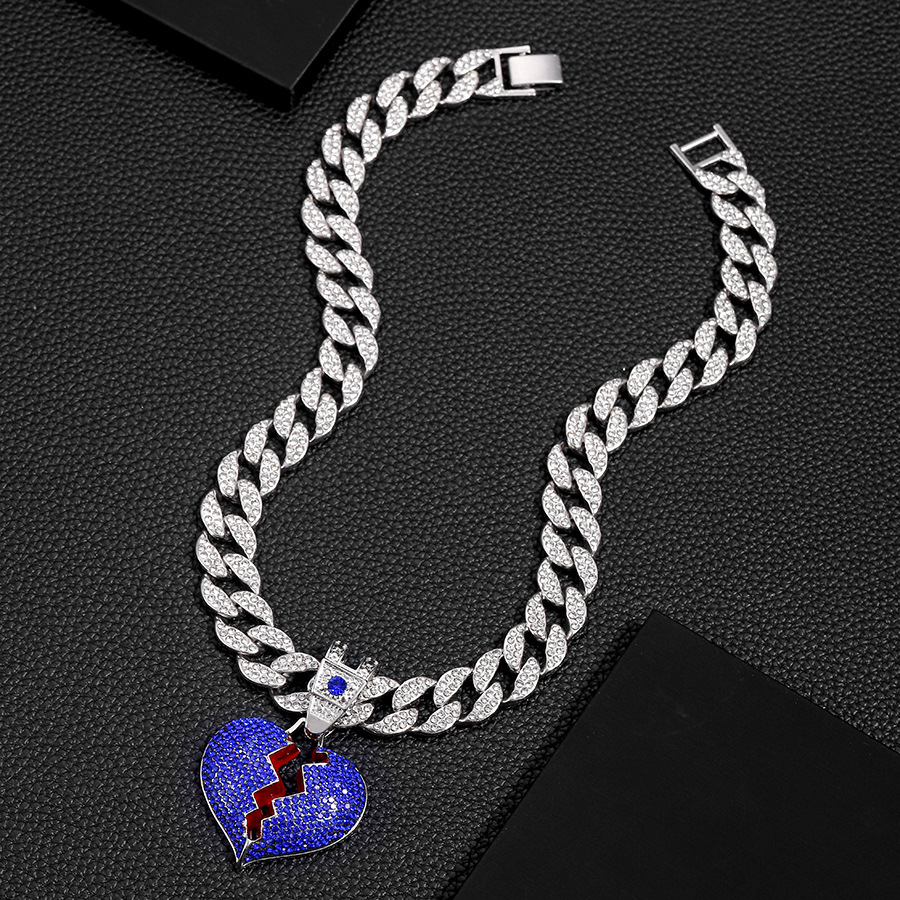 Collier pendentif cœur cuban link avec diamants de luxe_voghion.com