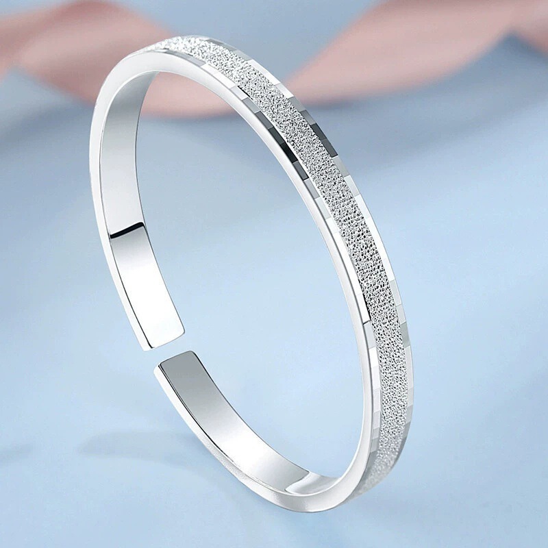 Douyin Live Broadcast White Copper Seiko Frosted Open Bracelet Female Niche Design New Hand Jewelry Non-Fading Girl Bracelet
