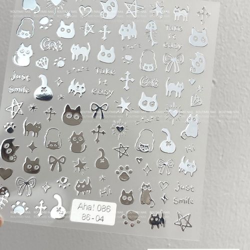 Aha! Cute Cartoon Cat Nail Stickers—Adorable Instagram-Inspired Kitty Designs with Backing Glue
