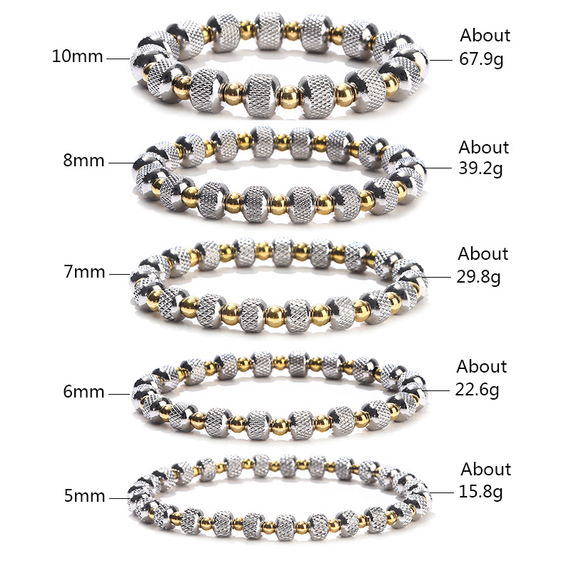 1 Piece Simple Style Circle Stainless Steel Beaded Plating Bracelets display picture 1