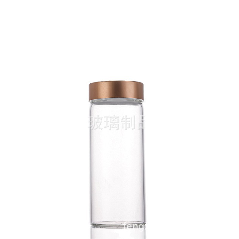 现货供应58mm玫瑰金盖透明密封玻璃管制瓶文玩展示瓶空瓶子批发|undefined