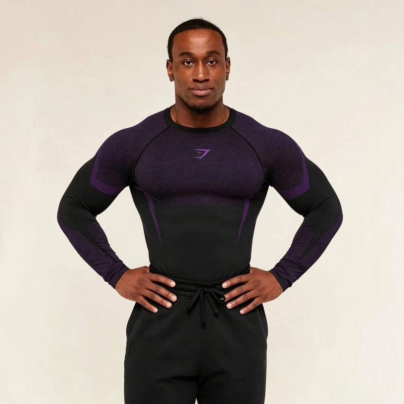 Gymshark Men's Fitness T-Shirt Sports Running Elastic Basketball Training Base Layer Shirt Exclusively for Cross-Border Sales Gymshark Men's Fitness T-Shirt Sports Running Elastic Basketball Training Base Layer Shirt Exclusively for Cross-Border Sales