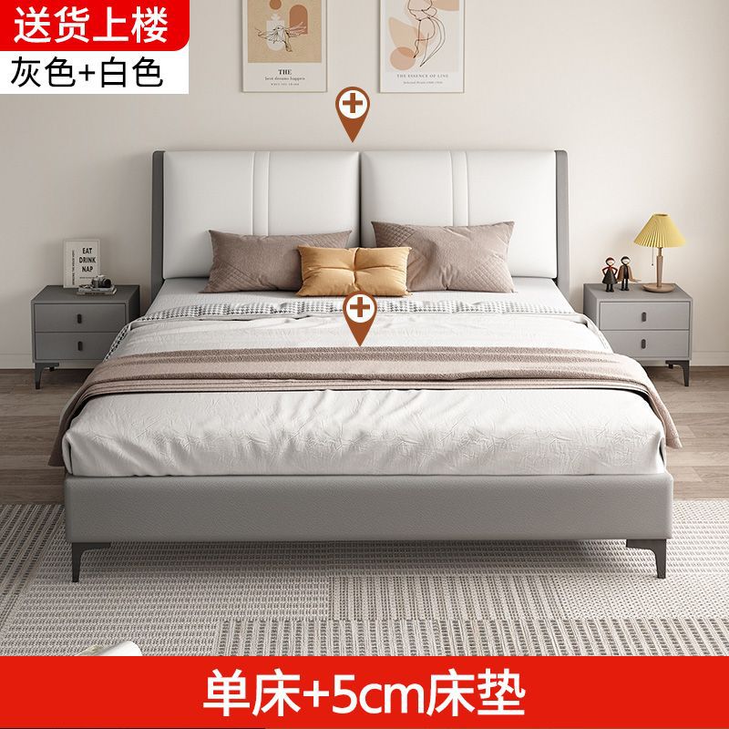 Cama de madera maciza tecnología de tela de 1.8m dormitorio principal cama doble económica cama de alquiler de paquete blando cama de 1.5m grosor