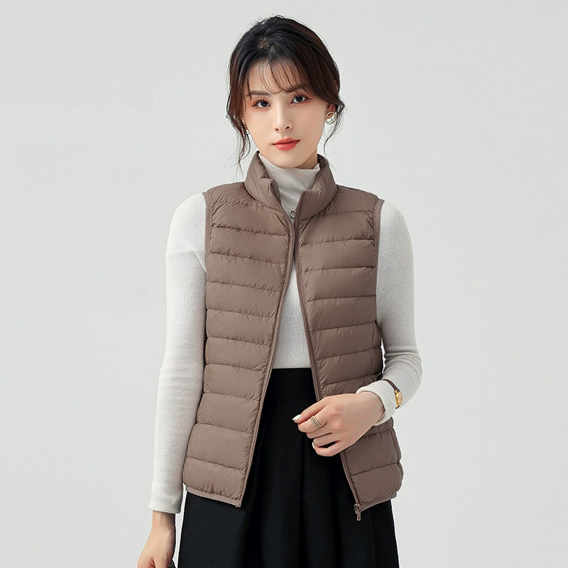 Пуховой легкий жилет женский зимний трансграничный свободный короткий модный теплый жилетный жилет можно открыть два жилета