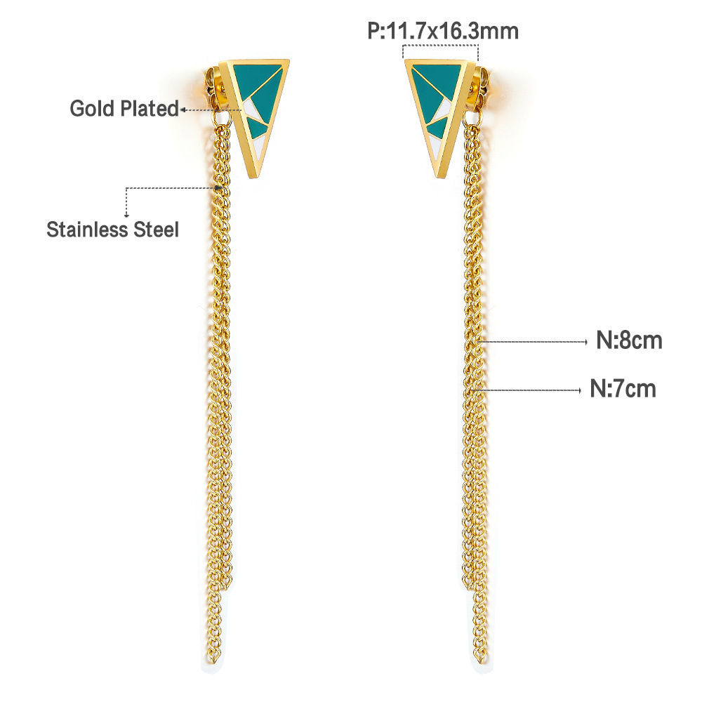 欧美几何菱形耳钉星星耳坠链条长款不锈钢耳饰高级感饰品流苏耳环详情9