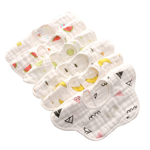 4-layer thin bib gauze children's bib newborn pure cotton 360 petal bib baby saliva towel summer