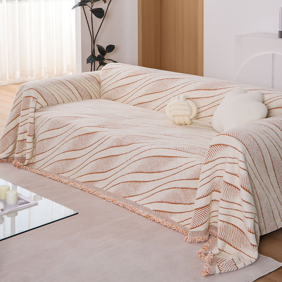 Toalla de sofá de hilo de anillo antideslizante cojín de sofá de cuatro estaciones, tela de sofá universal anti-gato, cubierta completa de una sola pieza, tipo instient