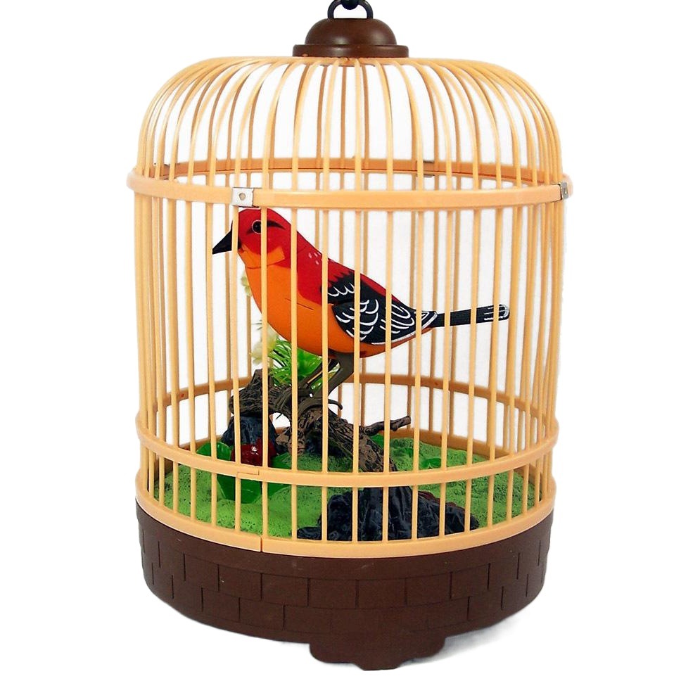 Pájaro controlado por voz West Knight Sensor de jaula de pájaro de simulación de pájaro eléctrico llamado se moverá en los puestos callejeros, juguetes explosivos