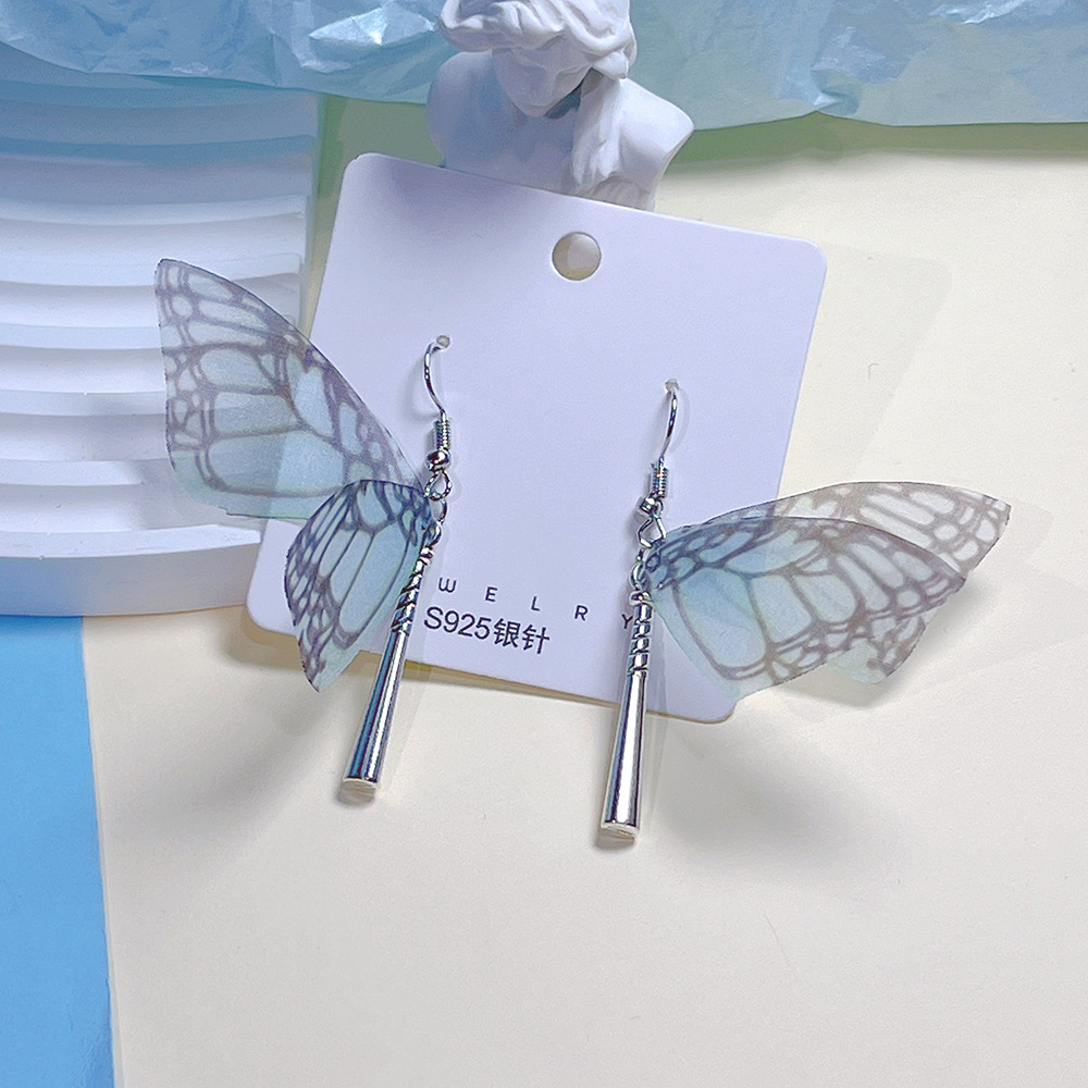 1 Pair Sweet Butterfly Plating Organza Drop Earrings display picture 8