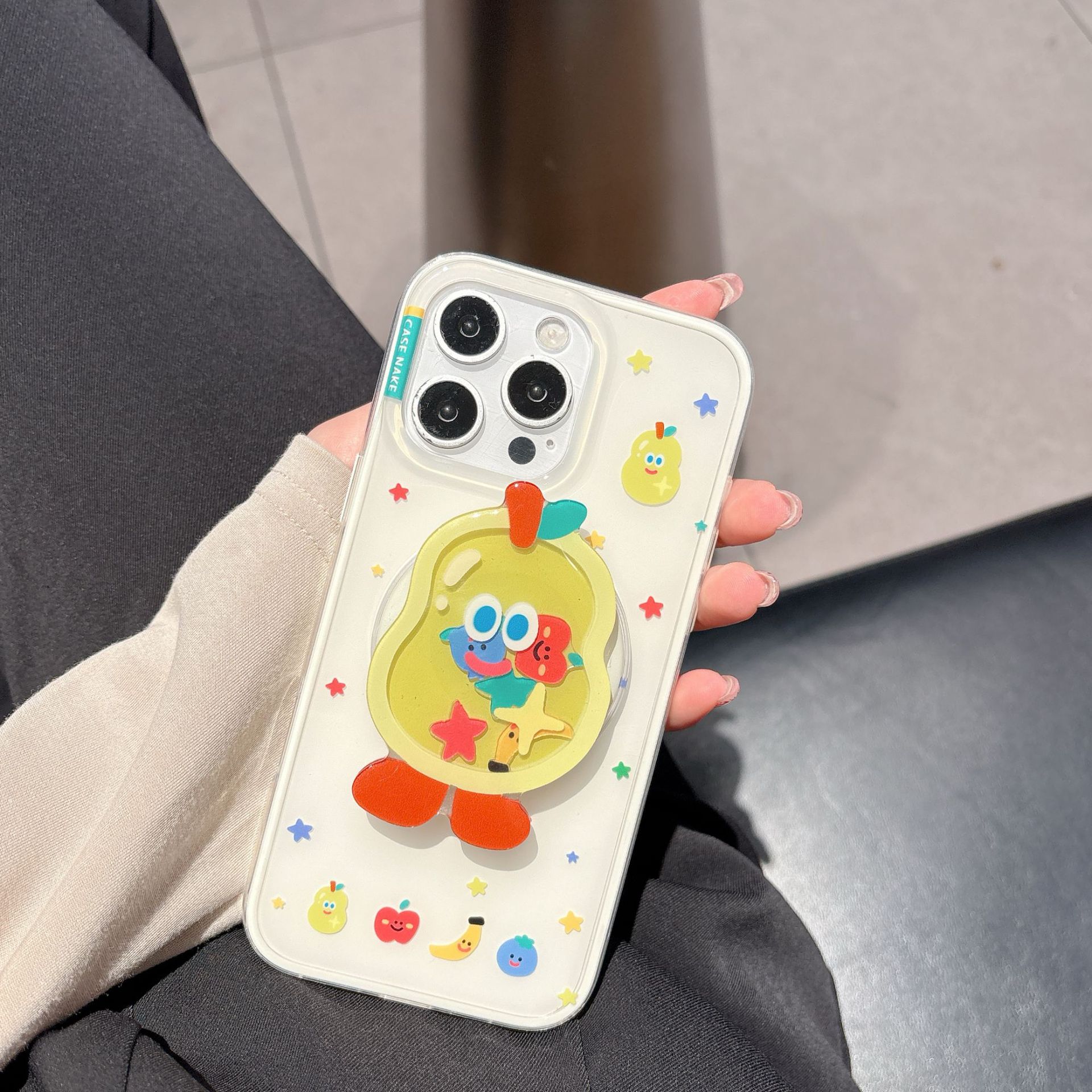 Divertida dopamina de verano de dibujos animados para Apple 15/16 funda para teléfono móvil 15Pro simple 16PM pareja 14/13