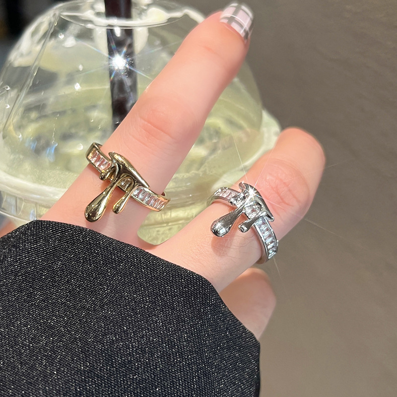 Lady Geometric Silver Plated Plating Zircon Open Ring