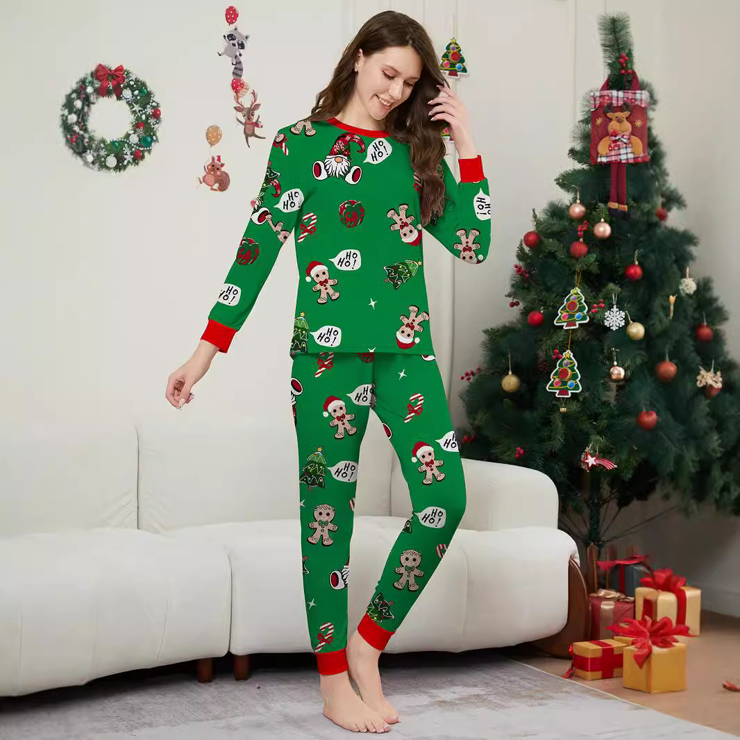 Kerstmis Kerstman brief peperkoek man Kerstmis familie pak bedrukte homewear_voghion.com
