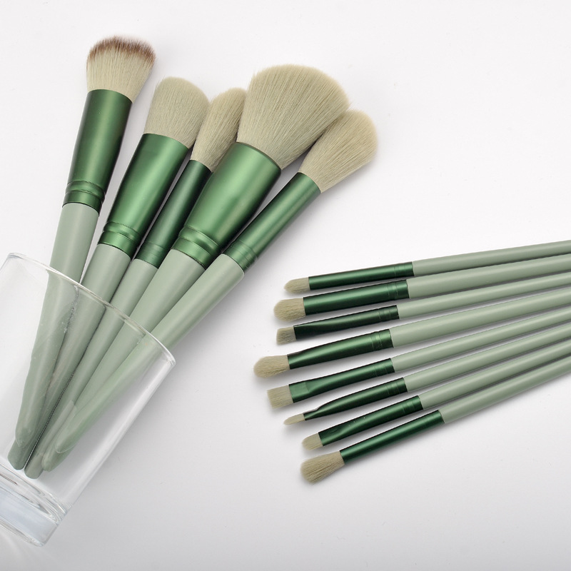 EBiSU Store ชุดแปรงแต่งหน้า 13 Four Seasons Green [สไตล์หลากสี] แปรงแต่งหน้า Morandi Beauty Blush Loose Powder Brush สี 13 green opp bags สี 13 green opp bags