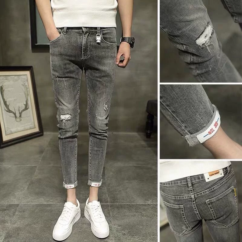 Summer jeans, elastic trousers, slim fit, tight
