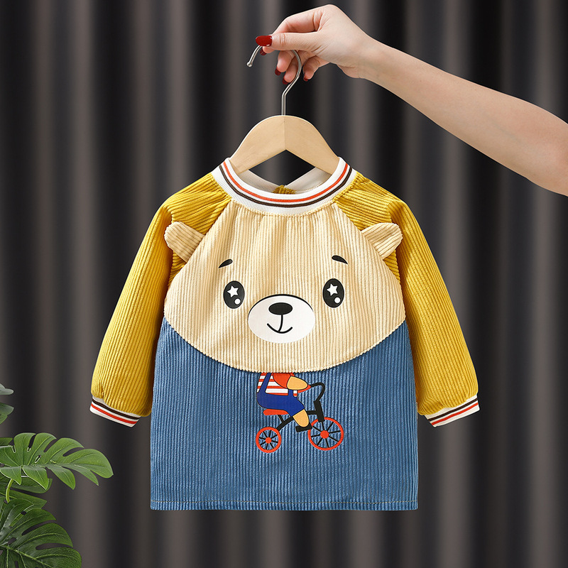 Children's overcoat baby eating bib autumn and winter waterproof baby anti-dirty protective clothing baby girl baby boy baby bib anti-dressing