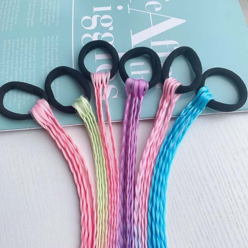 Children's wig accessories, headwear, false ponytail, strap-style colorful braided headband, girls' short stage cute hairstyle
