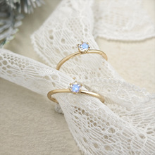 敦丽日系简约戒指天然蓝月光石单钻指环女生礼物纯银镀金首饰批发