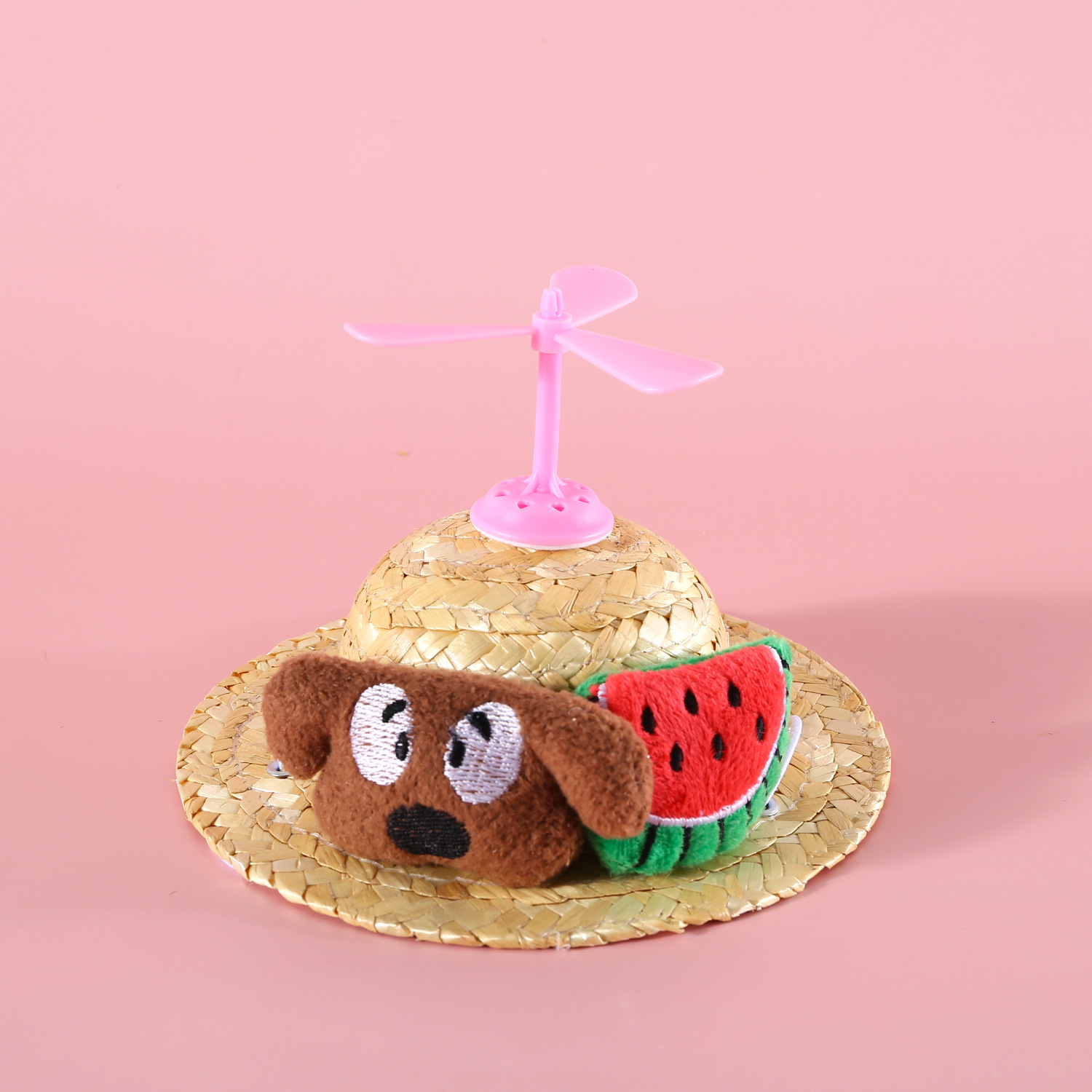 Shiba Inu perro excursión dibujos animados lindo fruta sombrero de paja aviones gato mascota sombrilla bambú libélula Red Sombrero Corgi