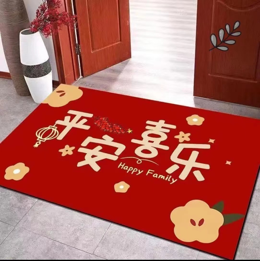 硅胶地垫入户门垫硅藻泥门口脚垫红色喜庆玄关进门垫浴室地垫脚垫-阿里巴巴