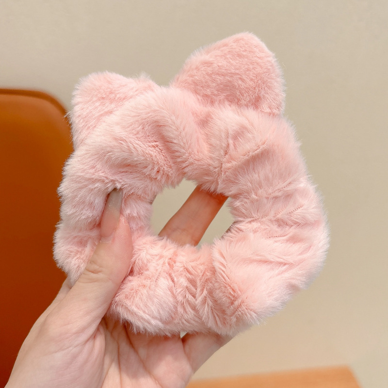 儿童可爱猫耳朵大肠发圈秋冬新款发绳小女孩毛绒头绳公主宝宝头饰|undefined