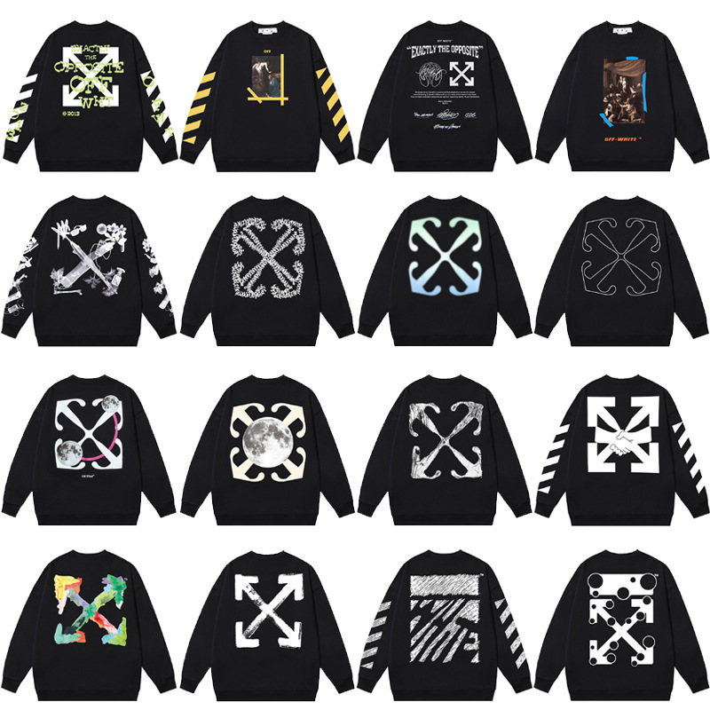 Authentic trendy brand FW OFF WHITE basic arrow loose round-neck sweatshirt for men and women, OW couple's long-sleeve Authentic trendy brand FW OFF WHITE basic arrow loose round-neck sweatshirt for men and women, OW couple's long-sleeve