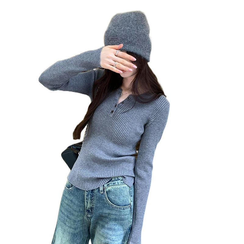 Женский демисезонный вязаный свитер из шерсти, slim fit, модель 2024, премиум