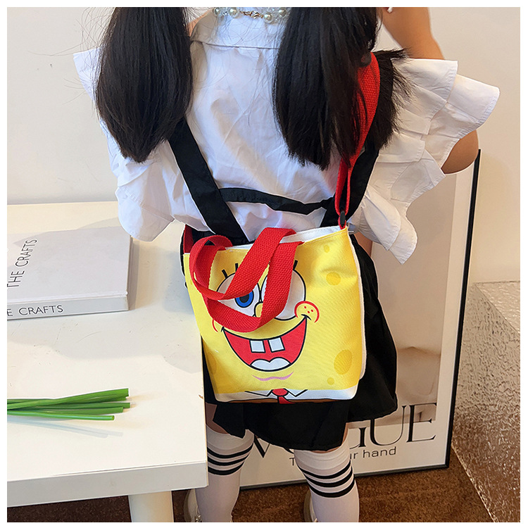 2023 Trendy and fashionable children's canvas cartoon printed crossbody bag, Korean version cute single-shoulder hand-held girls' coin purse undefined