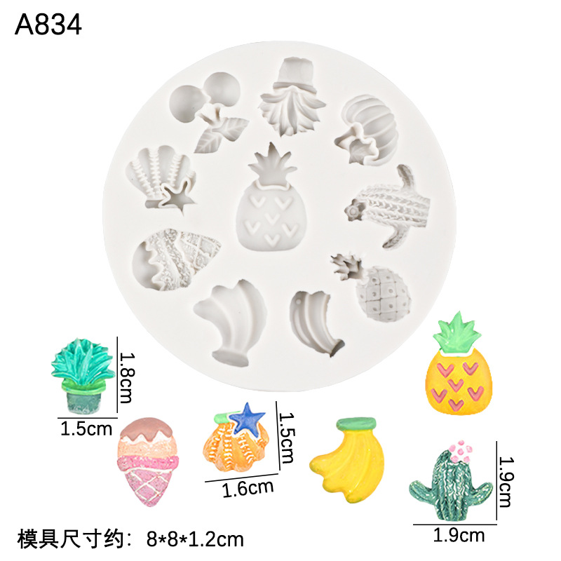 Cake Fruit Lollipop serie aromaterapia piña helado cono forma molde de silicona fondant chocolate