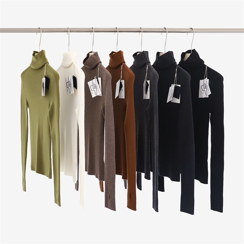 Seamless thickened Yangzi yarn turtleneck full wool knitted bottoming shirt autumn and winter pile collar woolen sweater female F202