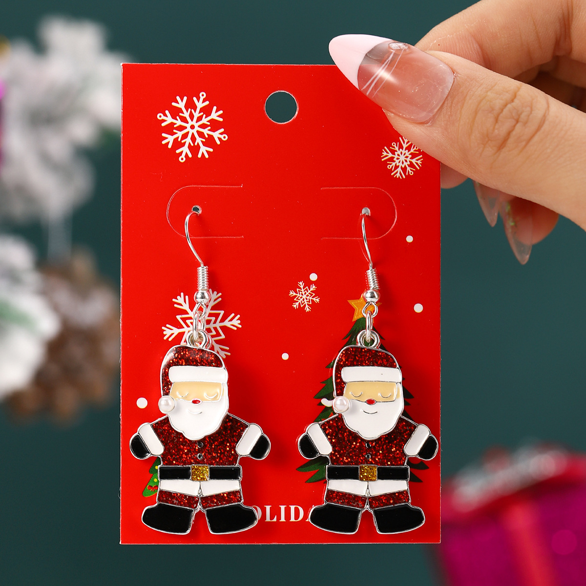 30g Weight Iron Ear Needle Material Drop Earrings Classification 1 Pair Quantity Party, Festival Occasion Alloy Material Christmas Festival Christmas Tree, Santa Claus, Snowflake Pattern Women's Gender IG Style Style 1 Pair Christmas IG Style Christmas Tree Santa Claus Snowflake Alloy Drop Earrings 6