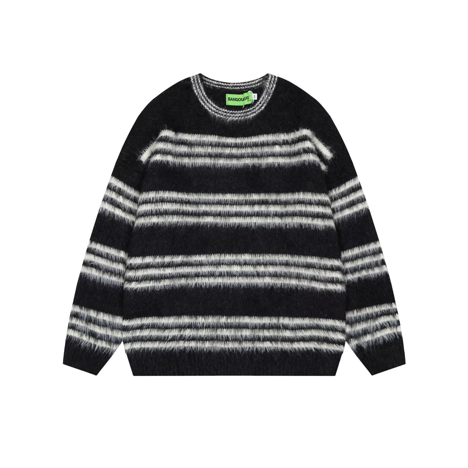 Explosiones transfronterizas de tamaño europeo de tamaño grande jersey peludo a rayas camiseta de punto suéter pareja de hombre otoño invierno fábrica al por mayor