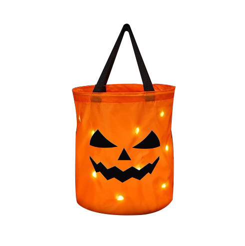 Halloween Children's Candy Bags Led Light-Up Pumpkin Bags Halloween Party Decoration Candy Bags Wholesale