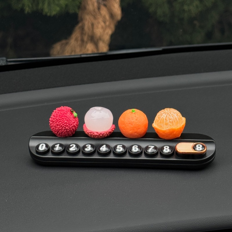 Fruit-Scented Number Plate for Good Luck, Temporary Parking Sign, Car Interior Decoration, Realistic Fruit Ornament