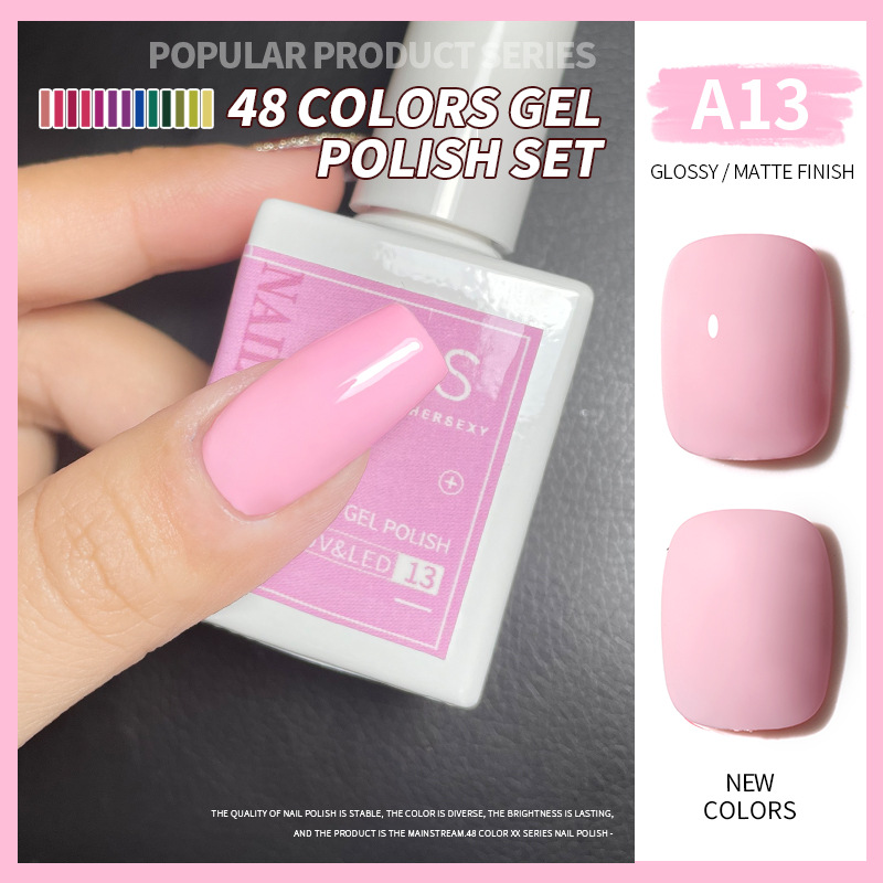 Una botella de pegamento de esmalte de uñas de un color 2022 nuevo verano popular 48-color Pequeño conjunto para el salón de uñas traje completo