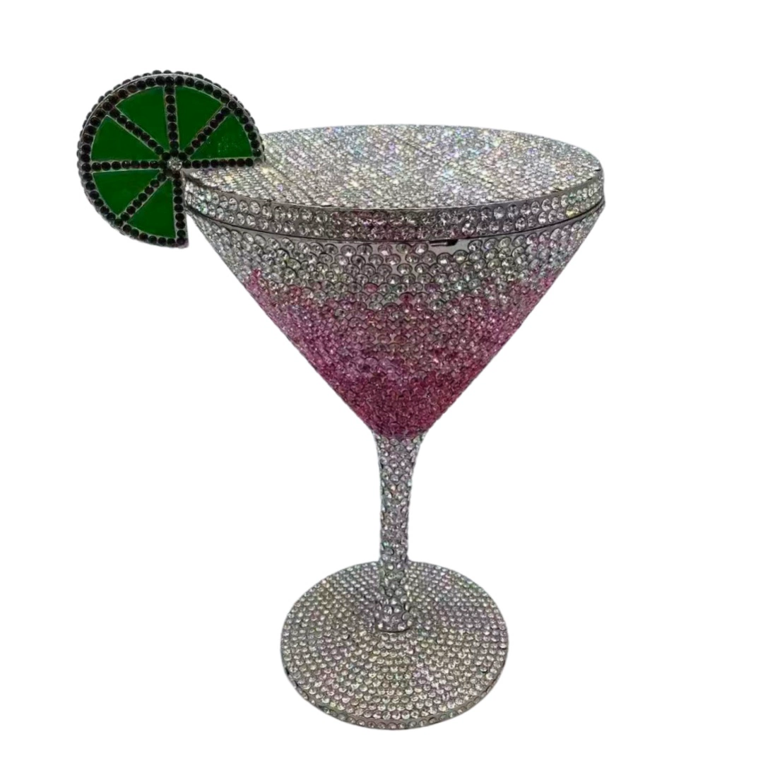 Стеклянная сумка Martini Crystal Cocktail Roulette Diamond Dinner Bag, новая бриллиантовая сумка для руки женщины
