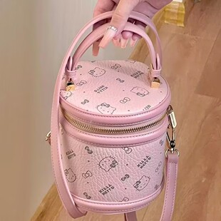 helloKitty Bag New 2025 Korean Commuter Bucket Bag Textive Printed Western Style Simple Crossbody Handbag