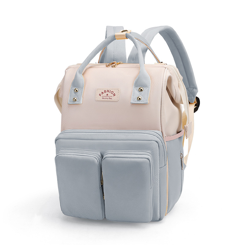 Manufacturer Wholesale Mummy Bag Double Front Bag Lovely Color Contrast Mummy Bag Large Capacity Multifunctional Mother Infant Bag Backpack