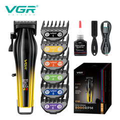 VGR273跨境新款电动理发器液晶数显专业发廊推剪充电渐变色油头推