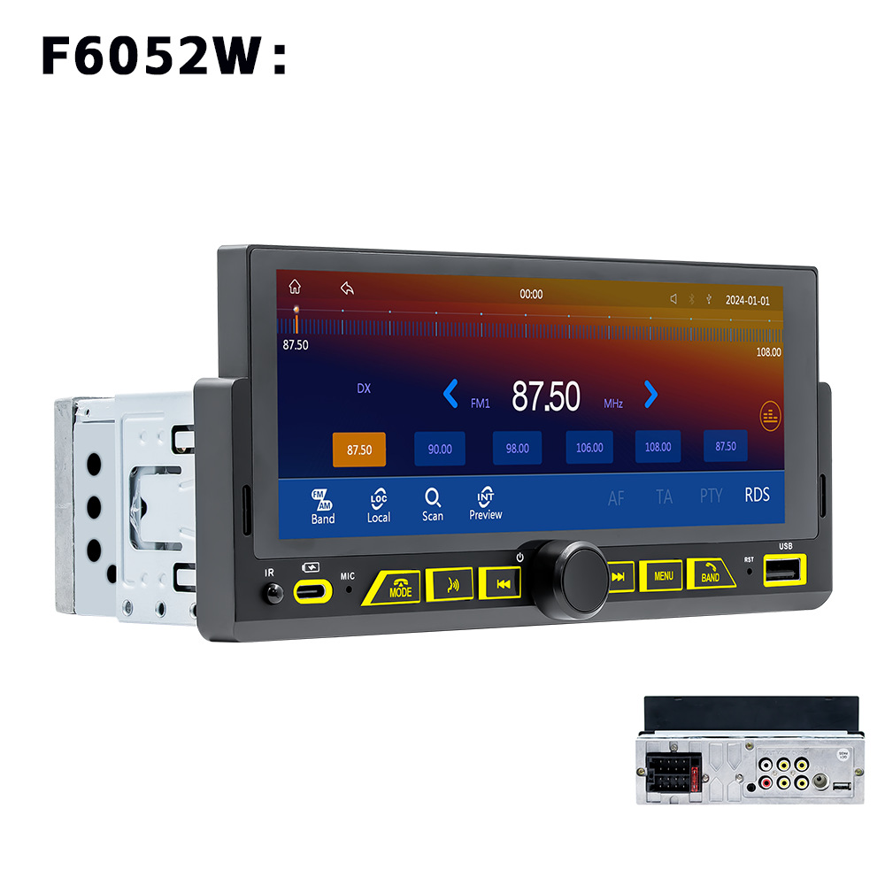 Transfronterizo de 6.86 pulgadas de un solo eje MP5 reproductor de automóviles de alta definición retroceso carplay radio RDS