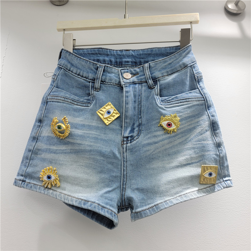 Pantalones Cortos de Mezclilla de Poliéster con Botones para Verano image 3