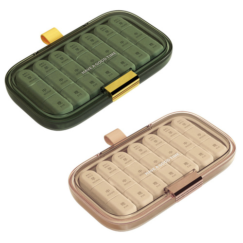 Portable three-meal-a-day pill box, large-capacity portable medicine dispensing box, medicine dispensing box for seven days a week