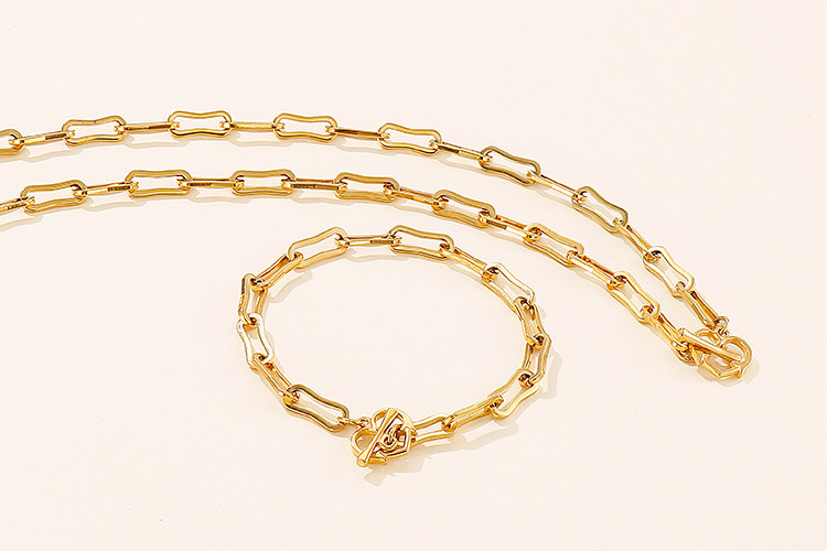 European and American stainless steel paper clip chain OT buckle heart-shaped bracelet necklace jewe