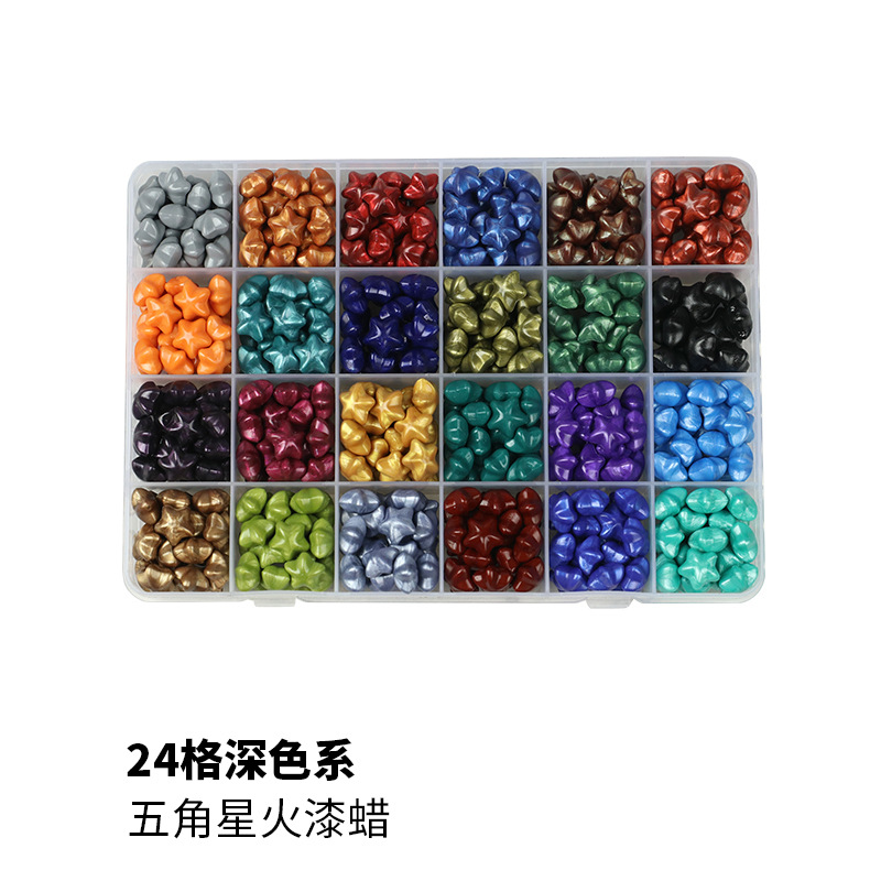 Juego de Perlas de Cera para Sellos de Estrella, 24 Rejillas, Serie de Colores Macaron, Perlas de Cera para Sellos de Pentagrama Baratas, Colores Mezclados