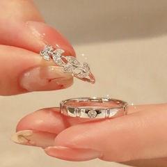 新品s925純銀莫桑鑽情侶戒指男女一對莫桑石手飾直播貨源跨境熱賣