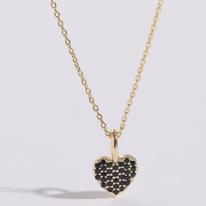 Elegant Heart Shape Copper Gold Plated Zircon Pendant Necklace