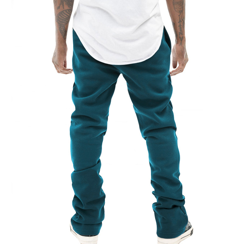 Men's Clothing heavyweight flared drawstring trousers solid color retro slim men's casual trousers trend_voghion.com
