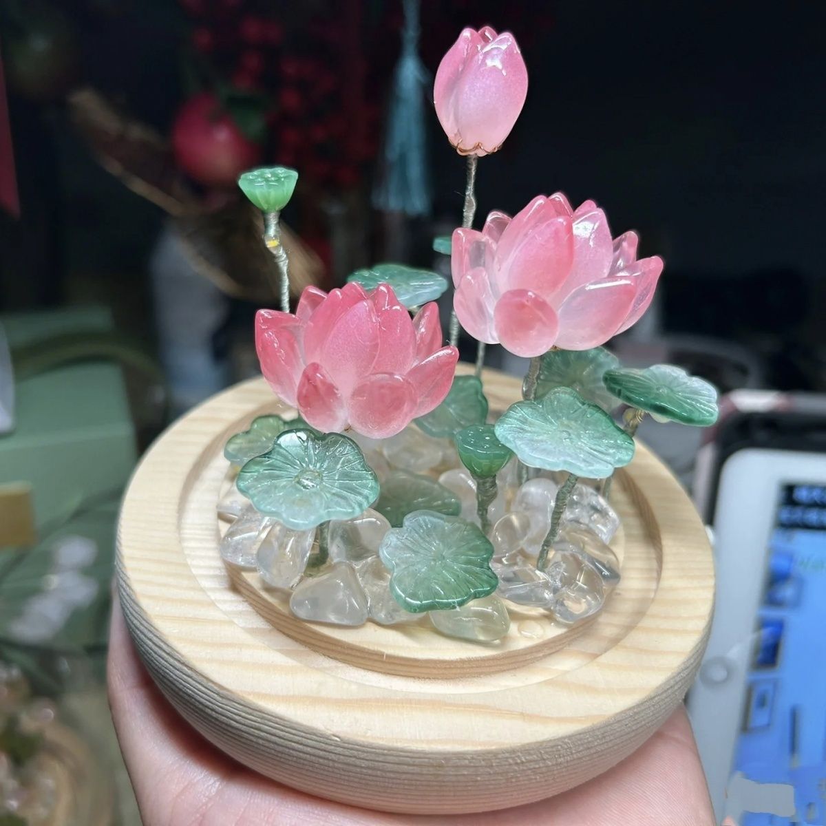 Lámpara de noche de loto vidriada DIY material paquete decoración adornos amigos regalos de cumpleaños amantes del Festival del Medio Otoño hechos a mano