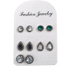 Black earrings, set, 2023, suitable for import, 6 pair